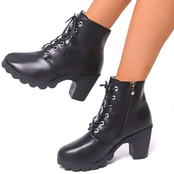 Fleeced lined platform boots, sz 8 - Picture 5 of 5